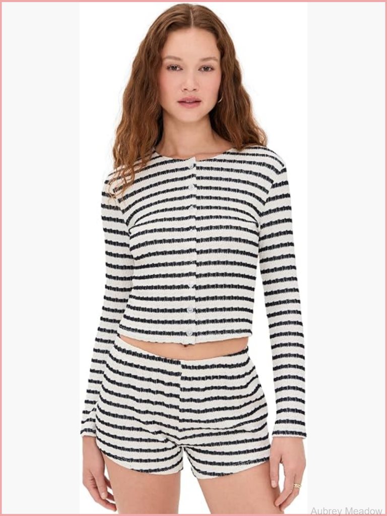 Women's Cardigan Eloise Slim Fit Crew Neck Long Sleeve Button Placket